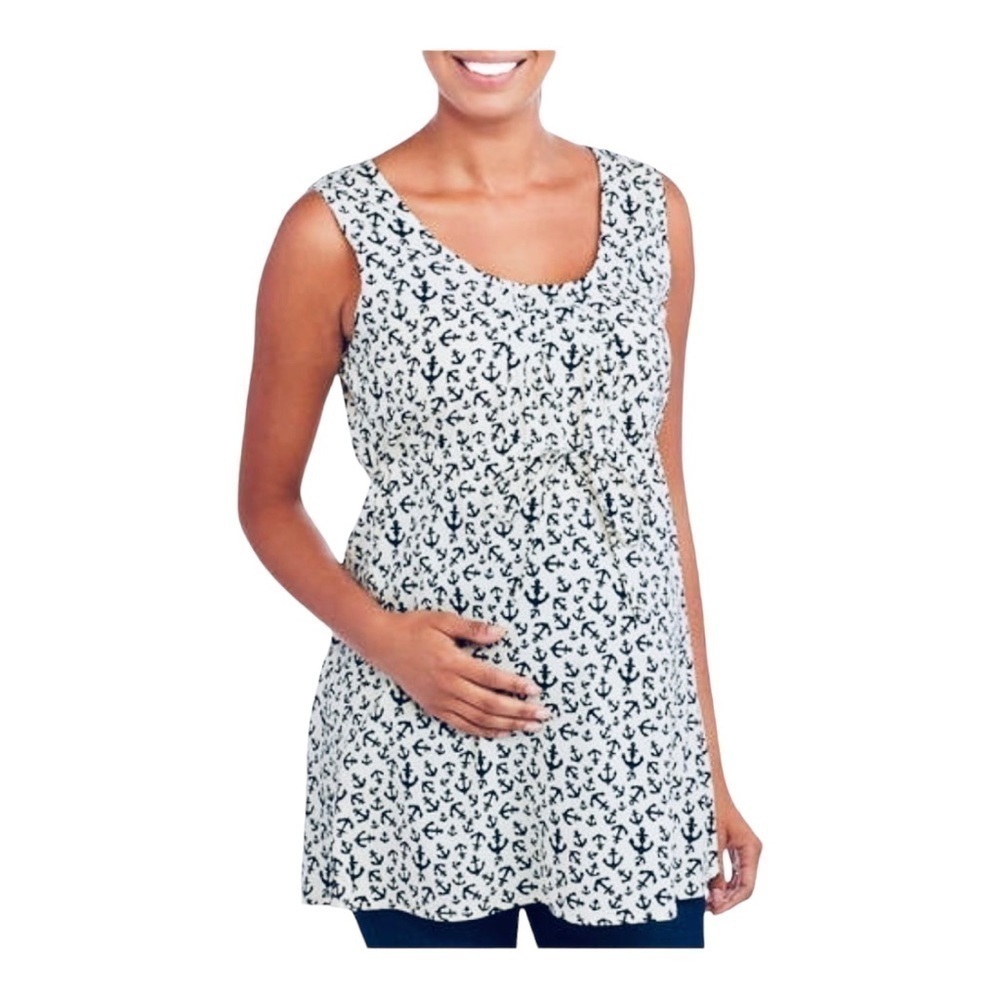 Oh! Momma Maternity Sleeveless Anchor Print Blouse | Large